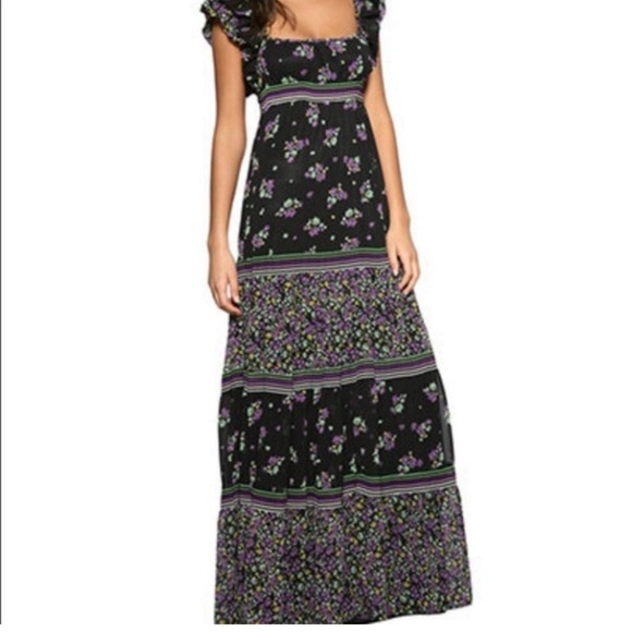 MNG Boho Gypsy Floral Maxi Dress w Smocked Bodice
& Tiered Flowy Skirt Sz: S - Picture 2 of 6